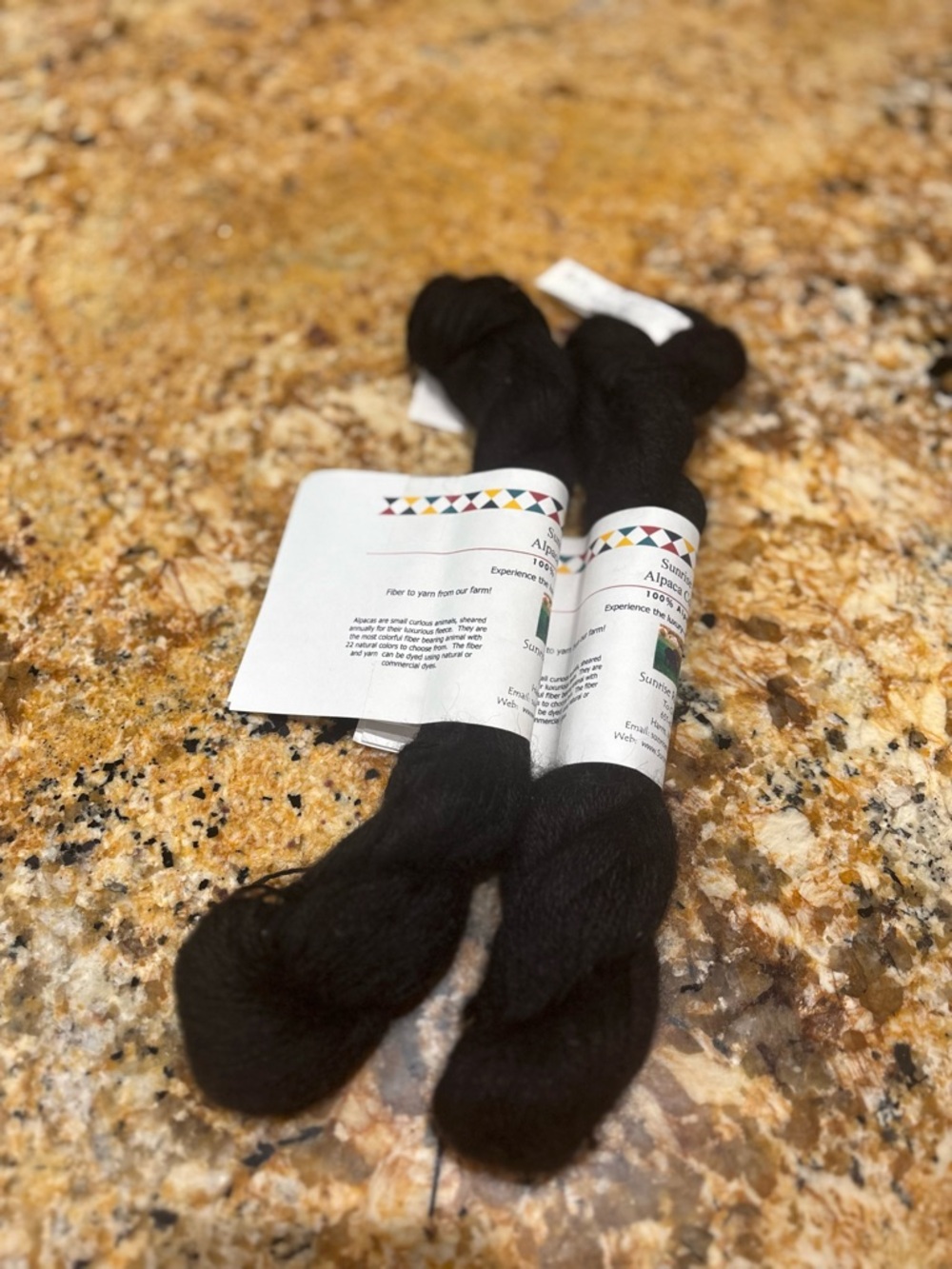 Alpaca Black Natural Fiber Yarn Skeins two (2)